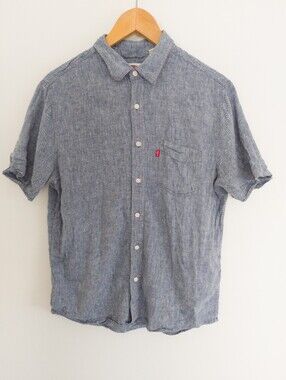 Levi's Sunset Short Sleeve Blue Linen Blend Button Down Shirt Men's Size Medium